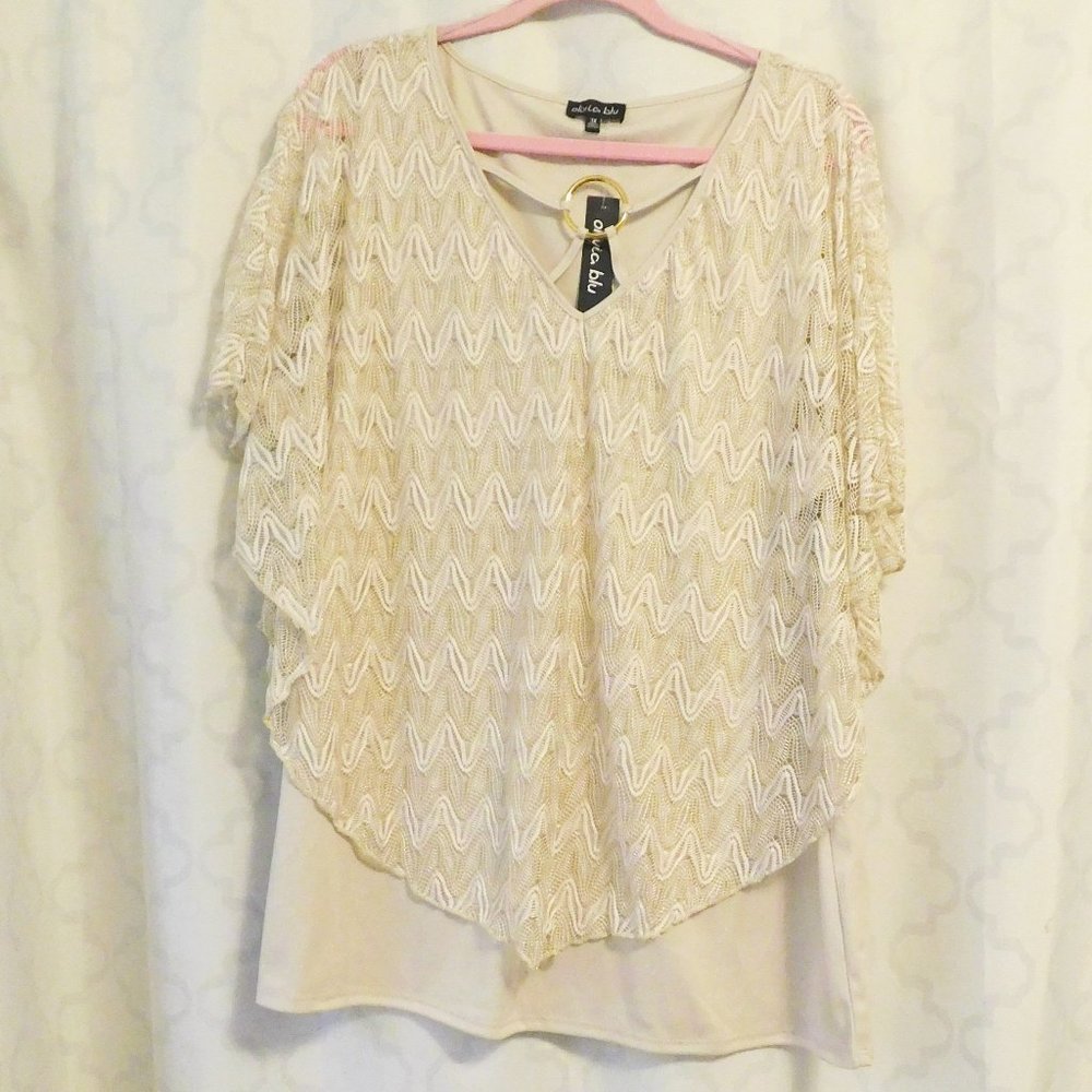 Olivia Blu - Cream Laced Poncho Laced Top - 3X (NWT) - Picture 1 of 8